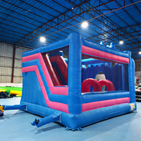 Château gonflable commercial à thème Stitch avec toboggan, en PVC bleu, pour la location de jeux d'enfants