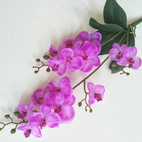 Lange steel 3 takken 15 bloemen Phalaenopsis kunstbloem met bladeren binnenhuisdecoratie bloemstuk benodigdheden
