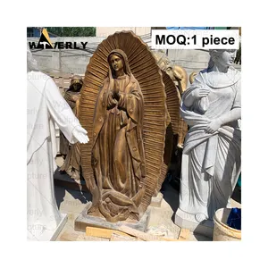 Toptan özel el yapımı Metal sanat mübarek bakire Mary bahçe heykeli heykel bronz pirinç bizim Lady Guadalupe heykeli