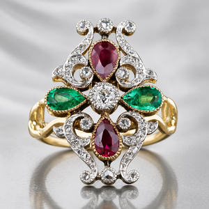 Anello da Donna con Quadrifoglio e Pietra Bicolore, Gioiello alla Moda - Product Image 2