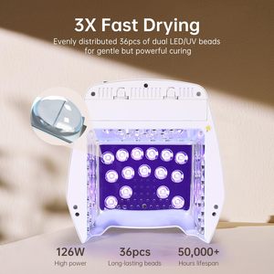 Lampe UV LED rechargeable haute puissance 126W 365nm pour le séchage des ongles, lampe de séchage pour salon et usage domestique, sécheuse UV pour gel à ongles - Product Image 4