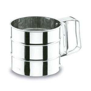 Setaccio per farina in acciaio inossidabile da 12 Oz con manico per utensili da pasticceria - Product Image 1