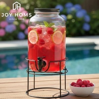 4,5L Glazen dranken dispenser met standaard en kraan, pot voor thee, fruitinfusie, transparante sapkan, groothandel, hotel, thuis