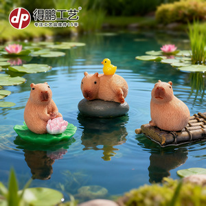 Figurines de capybara en résine, mini ornements animaux pour la décoration de la maison et du jardin - Product Image 2