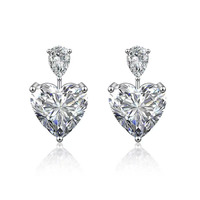 Boucles d'oreilles en platine Pt950 avec diamant de laboratoire taille cœur, certification IGI et pierres latérales de 0,579 ct, bijoux élégants pour femmes