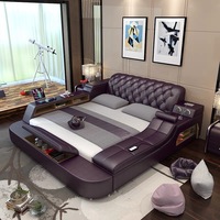 Neuerscheinung Modernes Design Schlafzimmer-Möbelsets TOP-VERKAUF Hochwertige Smart-Lederbetten King/Queen-Size 5 Jahre Garantie