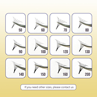Éventails de cils préfabriqués à tige fine, ultra-rapides, grand volume, base pointue, en cachemire, pour extension de cils, vente en gros