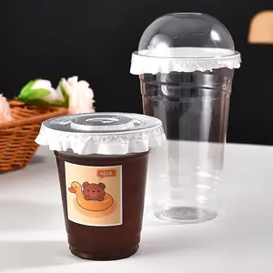 أكواب بلاستيكية للمشروبات والعصائر والقهوة بغطاء للاستعمال مرة واحدة خالية من البيسفينول أ طراز BPA مطبوعة حسب الطلب بأحجام 9 10 12 16 20 24 32 أونصة
