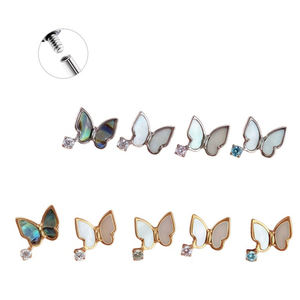 Lotus Wholesale G23 Titanium Fashion Butterfly <b>Earrings</b> Labret Studs Fine Piercing Body Gift Party Jewelry - Product Image 2