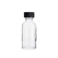 Garrafa de vidro redonda transparente, garrafa de vidro com tampa de parafuso preto, transparente, azul 1oz/2oz/4oz/8oz