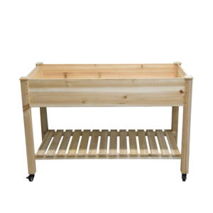 Jardinière de fleurs d'extérieur, banc de travail surélevé en bois, support de boîte à légumes en cèdre, lit de jardin surélevé à 2 niveaux, écologique - Product Image 3
