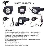 Ventilateur centrifuge SYD/OEM DC9733 Turbo 12V à roulement à billes 24V, grand volume d'air pour barbecue, poêle, cheminée 5V