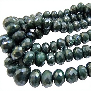 Cuentas facetadas de esmeralda natural tipo rondelle, cuentas de silverita, tamaño de 6 a 8 mm, hebra de 8 pulgadas. - Product Image 1