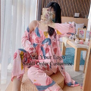 Pijamas <span class=keywords><strong>de</strong></span> Verano Personalizados para <span class=keywords><strong>Parejas</strong></span> <span class=keywords><strong>de</strong></span> Tres Piezas: Camisón <span class=keywords><strong>de</strong></span> Manga Larga para Mujer, Bata <span class=keywords><strong>de</strong></span> Baño, Pijama para Hombre, Ropa <span class=keywords><strong>de</strong></span> Estar por Casa - Product Image 1