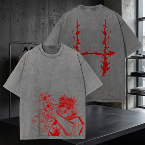 Camisetas de Anime J-Jujutsu K-Kaisen, Estilo Vintage Lavado, Corte Regular, Manga Corta, Fushiguro Toji, Sukuna, Gojo Saturo, 100% para Hombre - Product Image 3