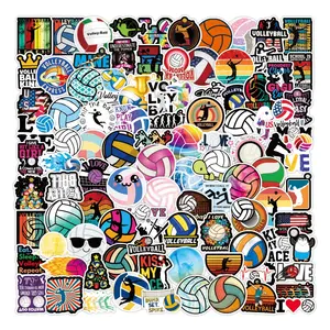 100 Stuks Volleybal Graffiti Pvc Waterdichte Sport Decoratieve Sticker Packs Voor Kinderen Laptop Skateboard Notebook Bagage Fiets Fles
