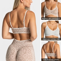 Soutien-gorge de sport pour femme à imprimé léopard, bretelles réglables, en tissu côtelé et texturé ultra doux et sans couture, idéal pour le yoga – Vente en gros usine