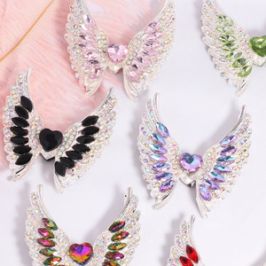 2025 New Arrival 3D Love Wing Pendant <b>Glitter</b> Rhinestone DIY <b>Pen</b> Beads Silver/Gold Plated Colorful Metal Alloy Necklace - Product Image 1