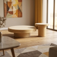 Ensemble de tables basses gigognes aux tons doux, doubles, rondes, empilables, en bois composite, mobilier moderne pour salon, appartement, décoration intérieure