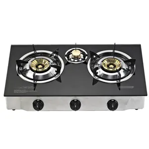 ABLE Hot Sell Gas Cooker Table Sale Three Burner Glass Cooktop 3 Burner Gas Stove