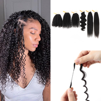 Cheveux humains au crochet bouclés crépus pour femmes noires, cheveux humains au crochet effet plume, bouclés birmanes, tresses au crochet Miracle Knots, cheveux torsadés