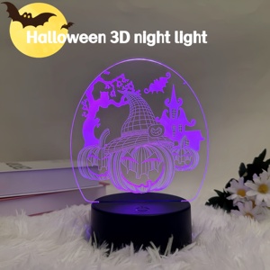 Customized Christmas LED Night Light with 3D Design Acrylic Material Board Wooden Base <b>Plug</b>-In Power Source for Bedroom Use - Product Image 2