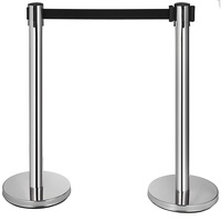 Ensemble de poteaux de contrôle de foule poteau de barrière de sécurité noir ceinture rétractable poteaux de poteau de poteau de file d'attente en acier inoxydable