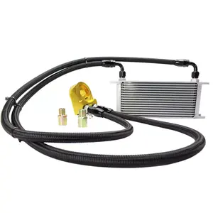 Haofa Universal AN10 Thermostat Sandwich Plate Car Oil Cooler Kit 13 Rows with Fuel Oil Lines Kit