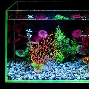 Kunstmatig koraal standbeeld aquariumplant viskom koraal ornament hars rif sculptuur oranje viskom decoratie aquascaping - Product Image 5