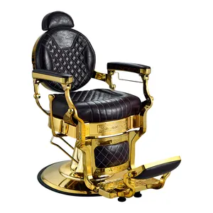Popular Design Barber Shop Barber Chairs Salon Furniture Gold Aluminum Armrest Hairdressing Chair