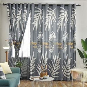 Sẵn Sàng Thực Hiện Giá Rẻ Trang Trí Lá In Phong Cách Phòng Khách Trung Quốc Tùy Chỉnh Rèm Cửa Sổ - Product Image 3