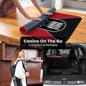 เสื่อโป๊กเกอร์เท็กซัสโฮลด์เอ็มแผ่นกันน้ำเรียบโต๊ะแบบพกพากันลื่นพร้อมสายคล้องสำหรับเล่นเกมไพ่ - Product Image 4