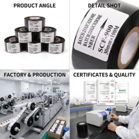Cinta de Codificación de Fecha Personalizada al por Mayor de Fábrica OEM China, 25mm*100m, Cinta de Estampado en Caliente para Impresoras de Embalajes de Plástico PP PET