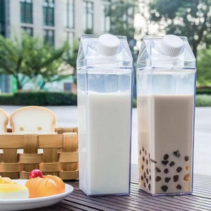 Xách Tay Vuông Sữa Hộp Carton Chai Nước Tái Sử Dụng Cốc Cà Phê Rõ Ràng Nhựa Tumbler Cho Thể Thao Ngoài Trời Du Lịch Cắm Trại Đảng - Product Image 1