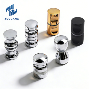 Poignée de porte en verre sans cadre pour salle de bain, argent brillant/noir mat/or, boutons de porte de douche dos à dos, poignée de porte en verre - Product Image 4