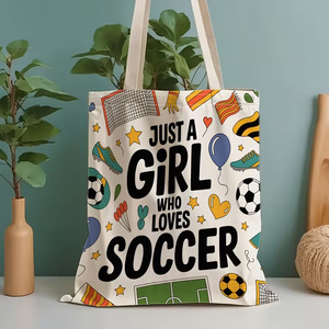 Bolsa de Hombro con Estampado Temático de la Copa Mundial de Fútbol 2026, Bolsa de Compras Reutilizable Aprobada, Bolsa de Lona de Gran Capacidad para Aficionados al Fútbol - Product Image 2