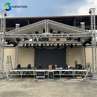Soporte de Escenario Plegable Portátil de Aleación de Aluminio con Conexión Tipo Spigot, Negro/Plateado, para Conciertos al Aire Libre, Exhibiciones, Sin Soldadura