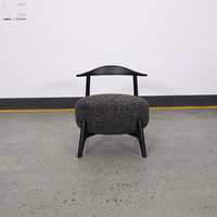Fauteuil de salon moderne en bois avec dossier incurvé, style Wabi Sabi de luxe, en tissu bouclé, pour salon