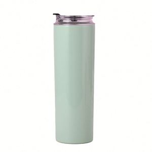 Gobelet isotherme droit et fin en acier inoxydable de 20 oz avec couvercle et paille - Product Image 2