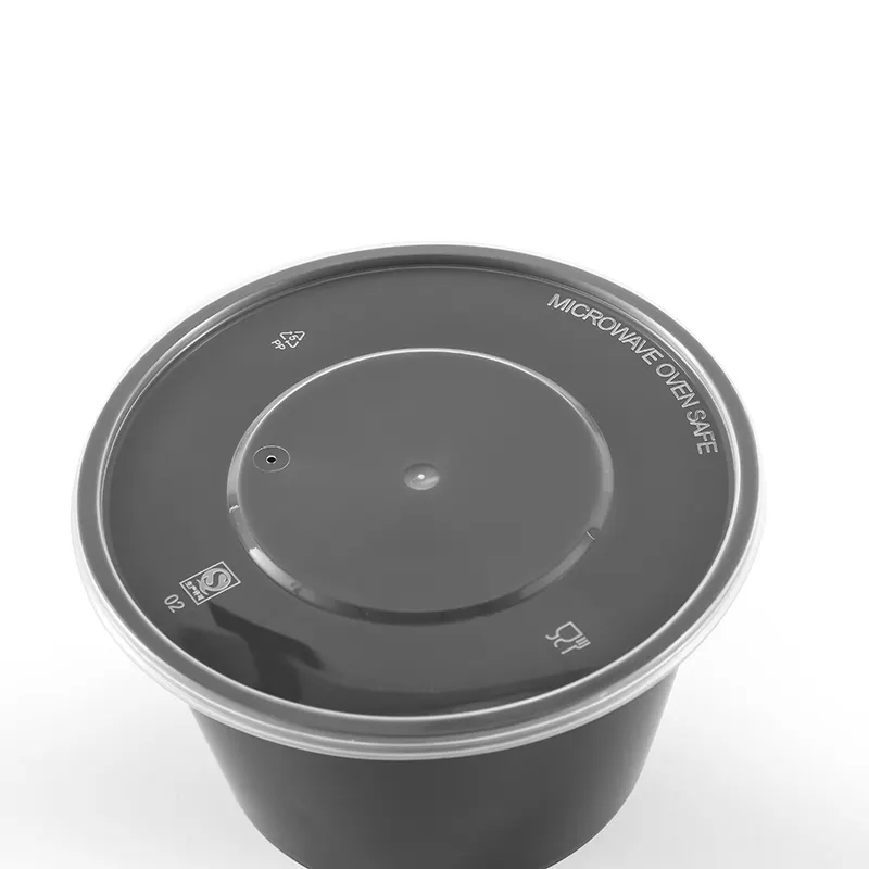 Contenitore per alimenti rotondo per microonde nero contenitore contenitore di plastica produttore all'ingrosso scatola da pranzo in plastica usa e getta 8 CN;ZHE