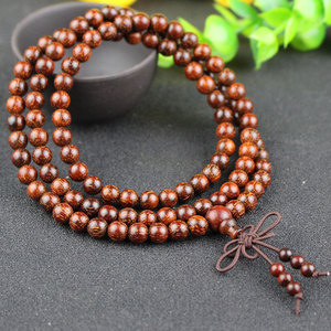 Indian Rosewood 108-Bead Buddhist Prayer <b>Bracelet</b> 6/8mm Straight Grain Unisex Gift Jewelry - Product Image 1
