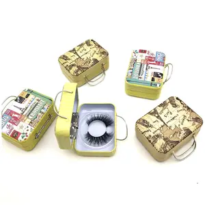 Wholesale 5D Mink Eyelash case handbag suitcase Lash Box Custom Eyelash Packaging Box with Lash Holders