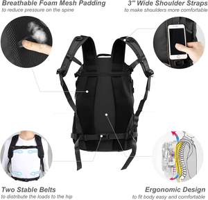 Grand sac à dos tactique unisexe <span class=keywords><strong>30L</strong></span> en polyester Oxford, étanche, pour le transport quotidien, avec patch drapeau américain et fermeture éclair - Product Image 4