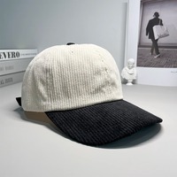 Gorras de Béisbol Personalizadas con Logotipo Bordado, 6 Paneles, Lisas, de Pana, con Visera Curva, Unisex, de Dos Tonos, Estilo Dad Hat, con Cierre a Presión
