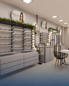 Aménagement intérieur d'un magasin d'<span class=keywords><strong>opticien</strong></span> : Vitrine à lunettes en bois é<span class=keywords><strong>l</strong></span>égante avec éclairage LED et tiroirs - Product Image 2