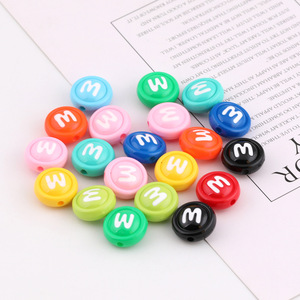 Acrylic Flat Round <b>Beads</b> With M Letter For Jewelry Making DIY Accessories Colorful Plastic Resin <b>Loose</b> <b>Beads</b> - Product Image 3