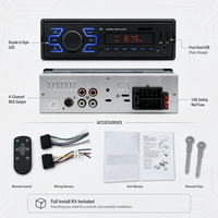 VOLOX 7 Renkli Işıklar 1 DIN Araba MP3 Çalar 12V Stereo Radyo Uzaktan Kumanda için FLAC Desteği 4-RCA Çift USB TF-Slot
