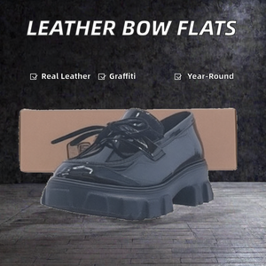 Mocasines de Plataforma de Cuero Genuino para Mujer, Zapatos Sin Cordones con Cordones, Color Sólido, Suela Gruesa, Calzado Casual de Oficina - Product Image 2
