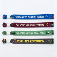 Bracelet tissé réutilisable pour événements promotionnels et festivals, bracelet en tissu personnalisé avec fermoir en plastique