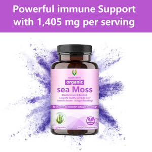 Vente chaude Haute Pure 1405MG Capsules De Mousse De Mer Organique Soutient La Peau Des Articulations Saines Et Stimule L'Énergie Immunitaire Naturelle Pour Adulte - Product Image 3